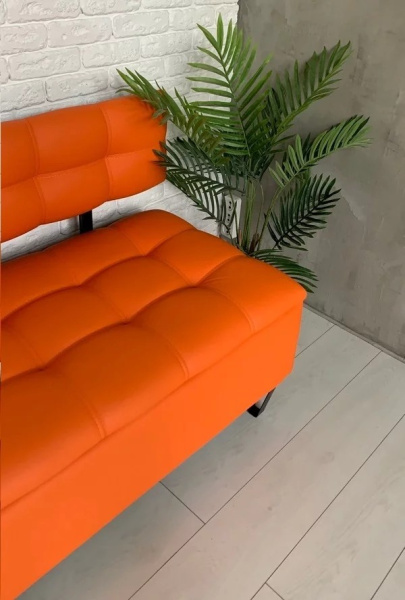 Прямой диван с нишей в экокожи K12 оранжевый фото 3